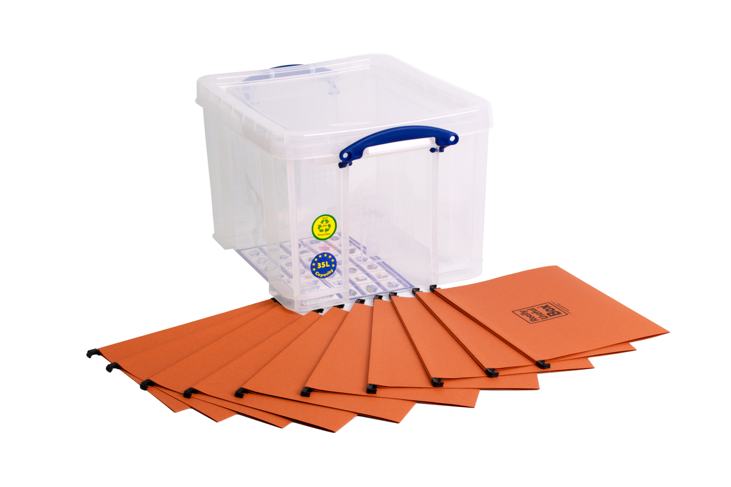 35 Litre Clear Box with 10 Foolscap Files Included