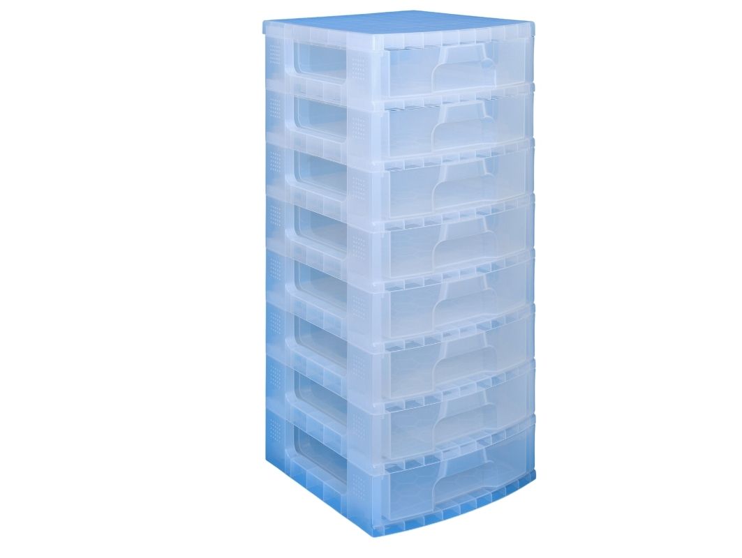 Scrapbook Drawers Tower with 8x9.5 Litre Clear Drawers by Really Useful Boxes