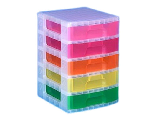 Scrapbook Drawers Tower with 5x9.5 Litre Assorted Coloured Drawers