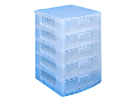 Scrapbook Drawers Tower with 5x9.5 Litre Clear Drawers by Really Useful Boxes