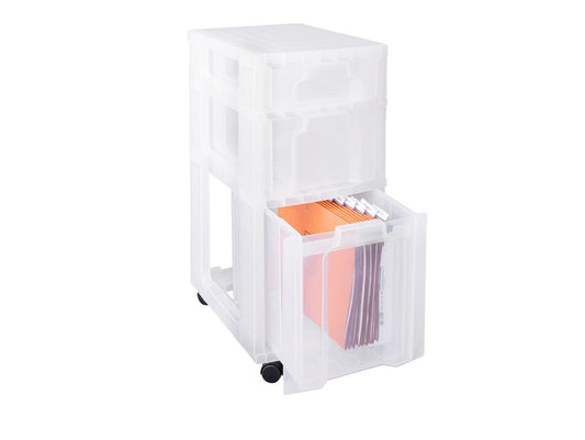 Storage Tower with 1x7 + 1x12 + 1x25 Litre Clear Drawers by Really Useful Boxes