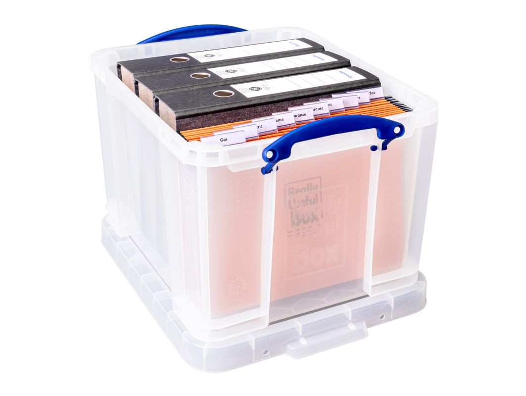 35 Litre Clear Box with 10 x A4 Suspension Files Included