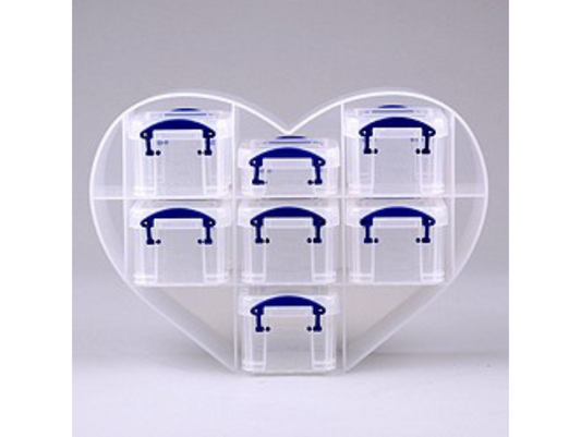 Small Heart Organiser 6 x 0.14 Litre + 1 x 0.7 Litre Random Coloured Boxes