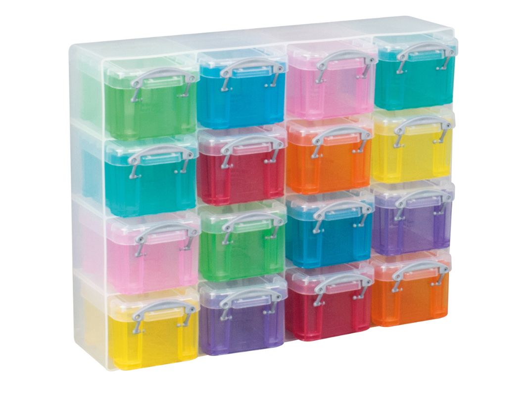 Really Useful Boxes Organizer Pack, 16 X 0,14 Liter Boxen, Transparent