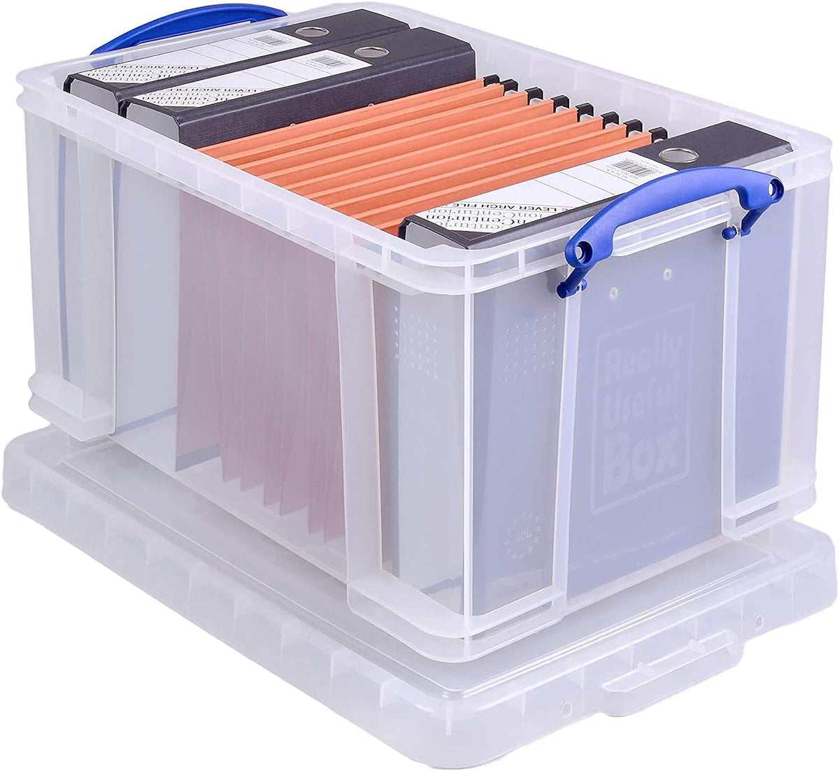 big400 racking bay with 20 x 48 litre really useful... 48 Litre Clear Really Useful Box – Really Useful Boxes Australia